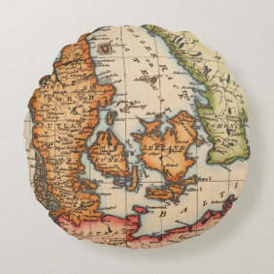 Antique Old Map Inspired (10) Round Pillow