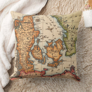 Antique Old Map Inspired (10) Throw Pillow