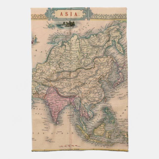 Antique Old Map Inspired (11) Kitchen Towel (Vertical)
