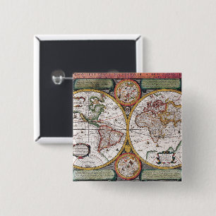 Antique Old Map Inspired (12) 2 Inch Square Button