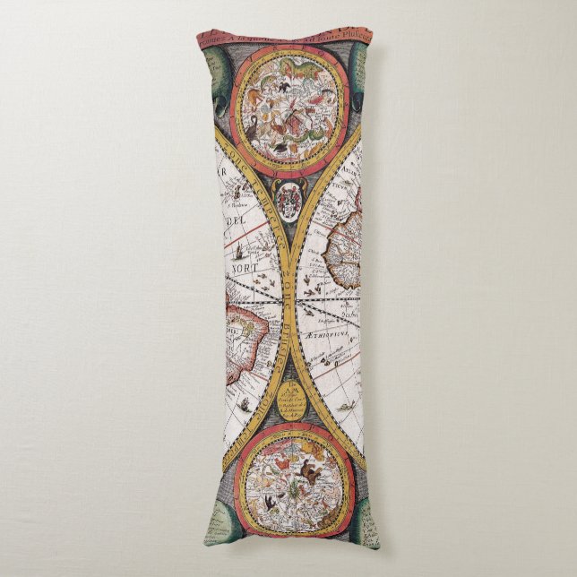Antique Old Map Inspired (12) Body Pillow (Front Vertical)