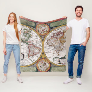 Antique Old Map Inspired (12) Fleece Blanket