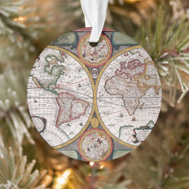 Antique Old Map Inspired (12) Ornament (Tree)