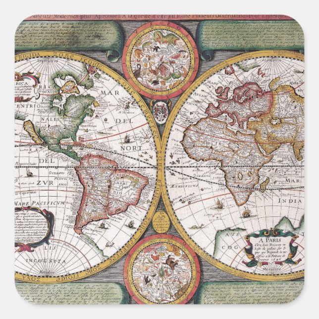 Antique Old Map Inspired (12) Square Sticker (Front)