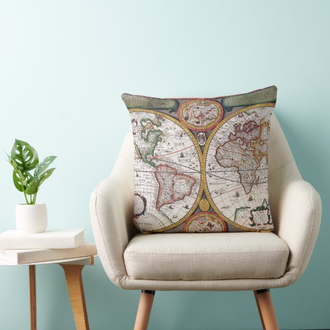 Antique Old Map Inspired (12) Throw Pillow (Chair)