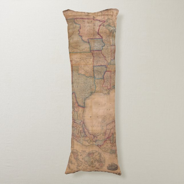 Antique Old Map Inspired (13) Body Pillow (Front Vertical)