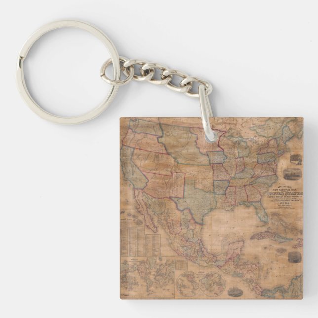 Antique Old Map Inspired (13) Keychain (Front)