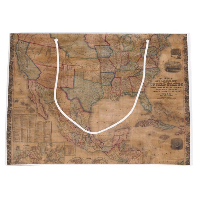 Antique Old Map Inspired (13) Large Gift Bag (Front)