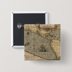 Antique Old Map Inspired (14) Luggage Tag 2 Inch Square Button