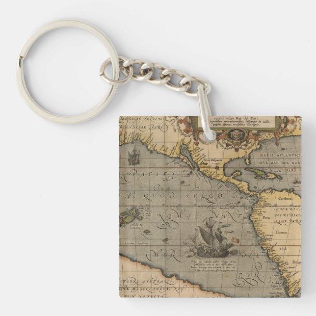 Antique Old Map Inspired (14) Luggage Tag Keychain (Front)