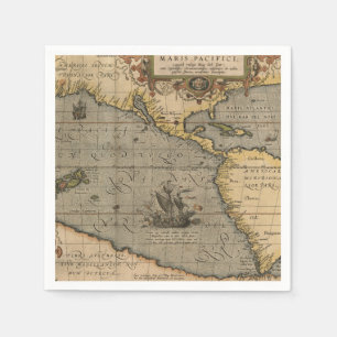 Antique Old Map Inspired (14) Luggage Tag Napkin