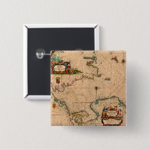 Antique Old Map Inspired (1) 2 Inch Square Button