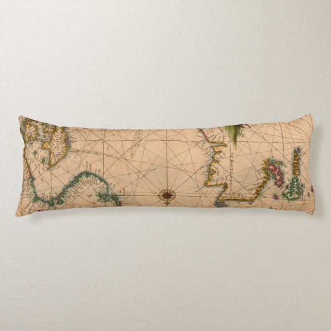 Antique Old Map Inspired (1) Body Pillow (Front)