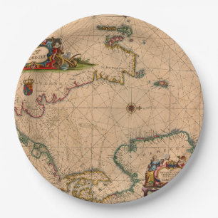 Antique Old Map Inspired (1) Paper Plate