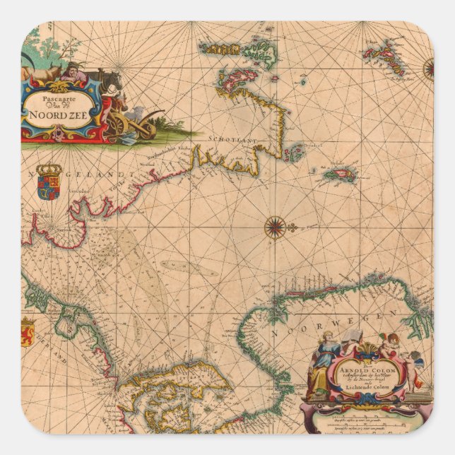 Antique Old Map Inspired (1) Square Sticker (Front)
