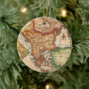 Antique Old Map Inspired (2) Ceramic Ornament