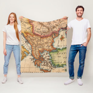 Antique Old Map Inspired (2) Fleece Blanket
