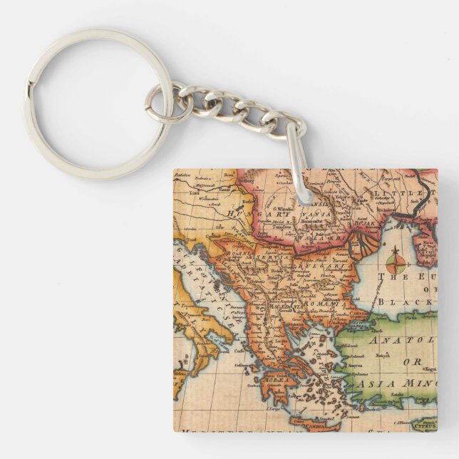 Antique Old Map Inspired (2) Keychain (Front)