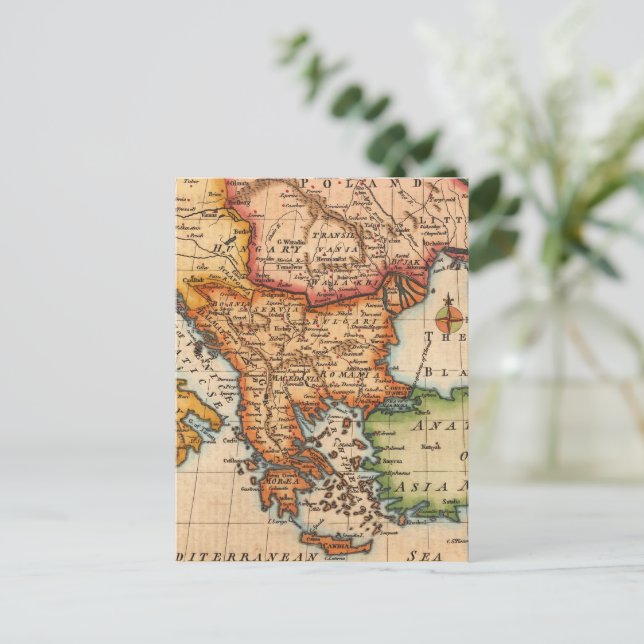Antique Old Map Inspired (2) Postcard (Standing Front)