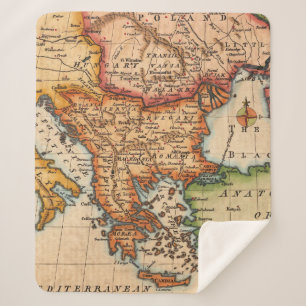 Antique Old Map Inspired (2) Sherpa Blanket