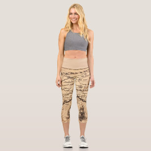Antique Old Map Inspired (3) Capri Leggings