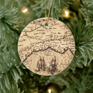 Antique Old Map Inspired (3) Ceramic Ornament