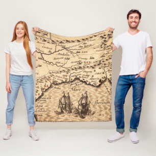 Antique Old Map Inspired (3) Fleece Blanket