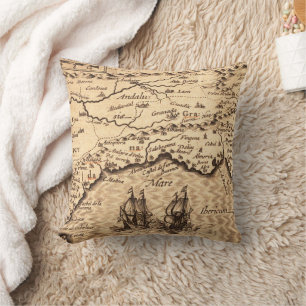 Antique Old Map Inspired (3) Throw Pillow