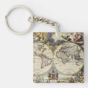 Antique Old Map Inspired (4) Keychain