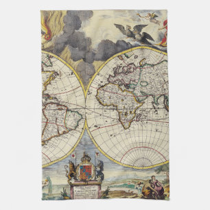 Antique Old Map Inspired (4) Kitchen Towel