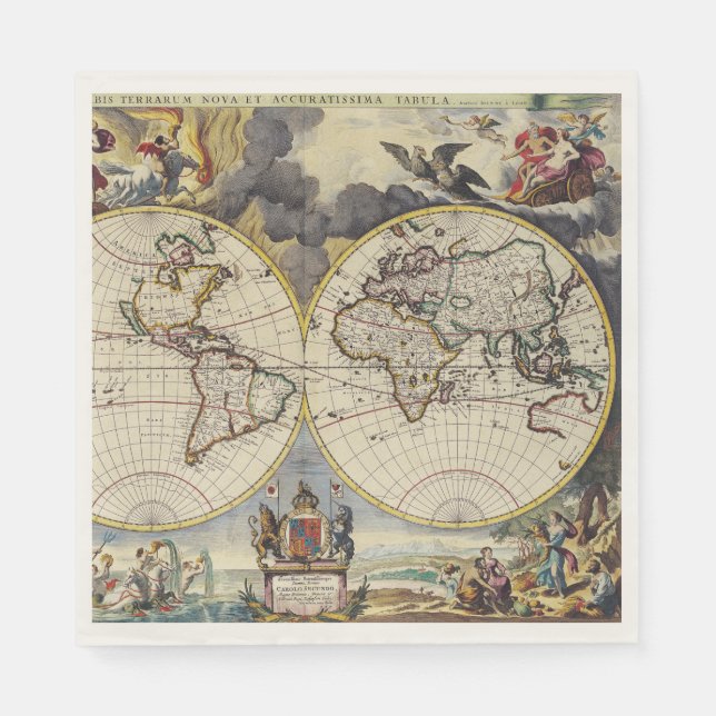 Antique Old Map Inspired (4) Napkin (Front)