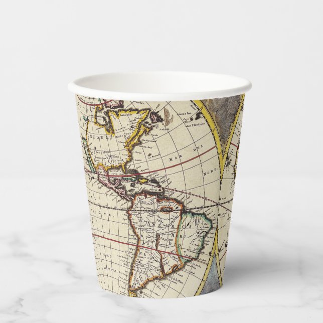 Antique Old Map Inspired (4) Paper Cups (Front)