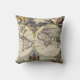 Antique Old Map Inspired (4) Throw Pillow