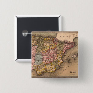 Antique Old Map Inspired (5) 2 Inch Square Button