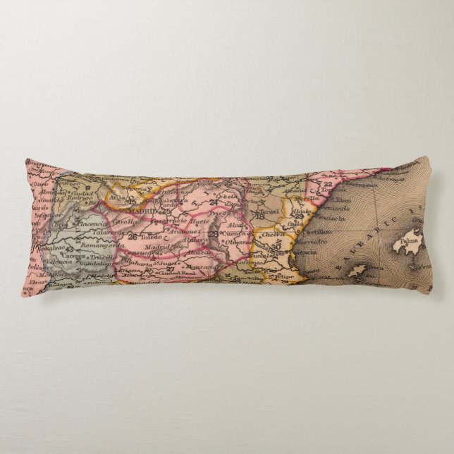 Antique Old Map Inspired (5) Body Pillow (Front)