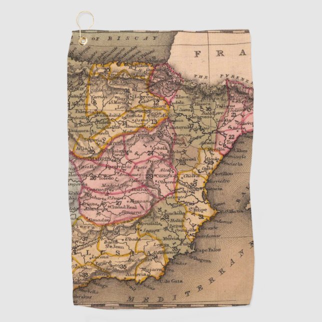 Antique Old Map Inspired (5) Golf Towel (Front)