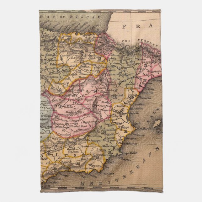 Antique Old Map Inspired (5) Kitchen Towel (Vertical)