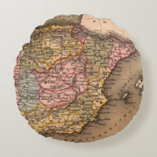 Antique Old Map Inspired (5) Round Pillow