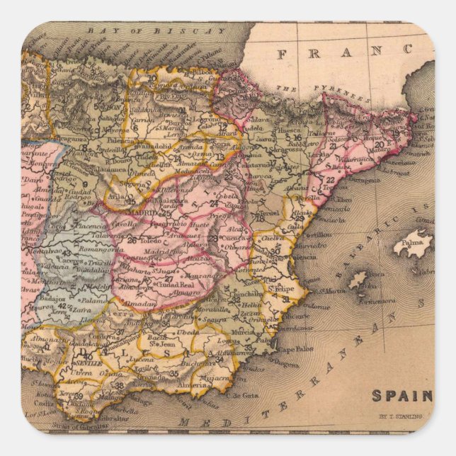 Antique Old Map Inspired (5) Square Sticker (Front)