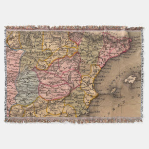 Antique Old Map Inspired (5) Throw Blanket
