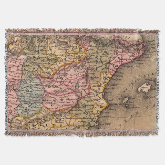 Antique Old Map Inspired (5) Throw Blanket (Front)