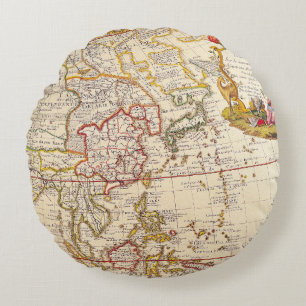 Antique Old Map Inspired (6) Round Pillow