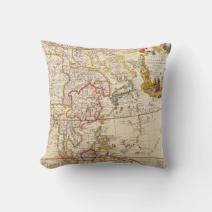 Antique Old Map Inspired (6) Throw Pillow