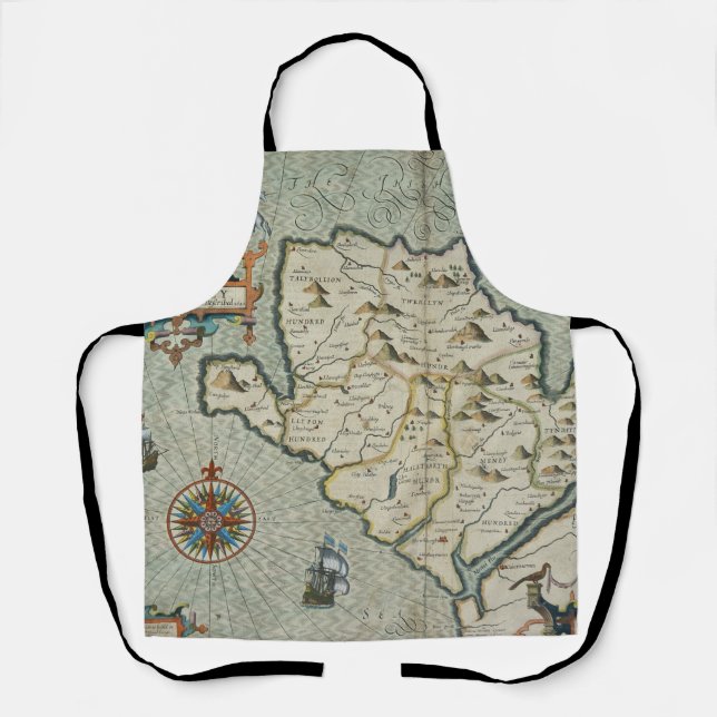 Antique Old Map Inspired (7) Apron (Front)