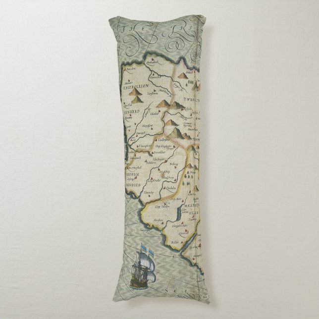 Antique Old Map Inspired (7) Body Pillow (Front Vertical)