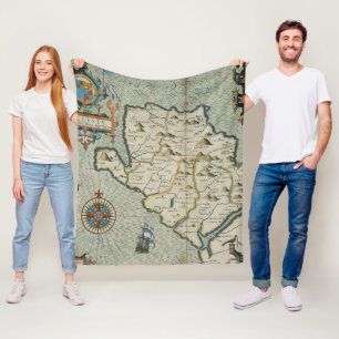 Antique Old Map Inspired (7) Fleece Blanket