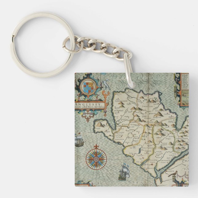 Antique Old Map Inspired (7) Keychain (Front)