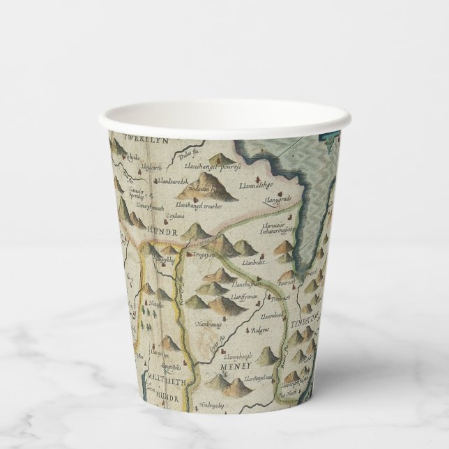 Antique Old Map Inspired (7) Paper Cups (Back)