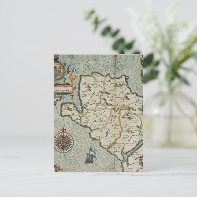 Antique Old Map Inspired (7) Postcard (Standing Front)
