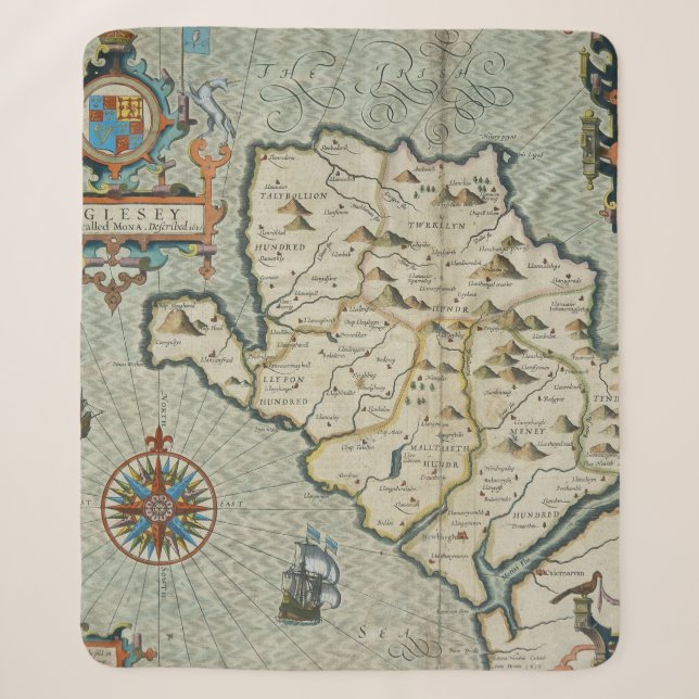 Antique Old Map Inspired (7) Sherpa Blanket (Front)